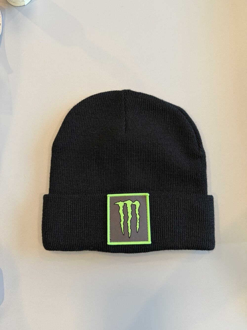 Monster Energy Y2K Beanie Mens One Size Black Knit Logo Stretch Winter Sports